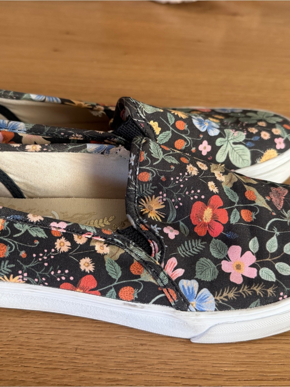 Keds Floral Slip-On Sneakers - Black with Multicolor Flowers - Picture 2 of 3